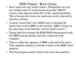 DOS Viruses: Boot viruses