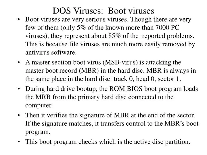 dos viruses boot viruses