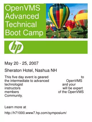 May 20 - 25, 2007 Sheraton Hotel, Nashua NH