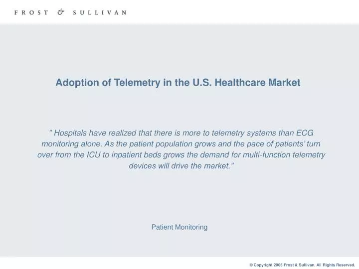 adoption of telemetry in the u s healthcare market