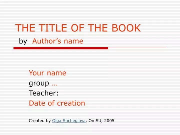 the title of the book by author s name