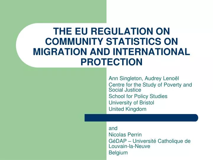 the eu regulation on community statistics on migration and international protection