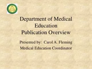 Department of Medical Education Publication Overview