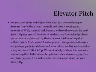 Elevator Pitch