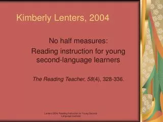 Kimberly Lenters, 2004