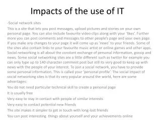 Impacts of the use of IT