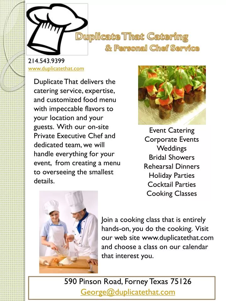 duplicate that catering personal chef service