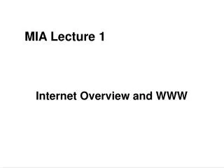 MIA Lecture 1