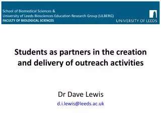 Students as partners in the creation and delivery of outreach activities