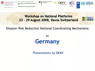 Disaster Risk Reduction National Coordinating Mechanisms in Germany