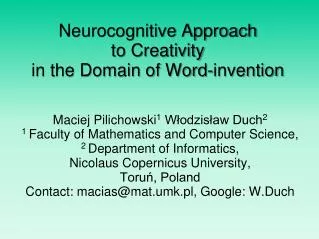 Neurocognitive Approach to Creativity in the Domain of Word-invention
