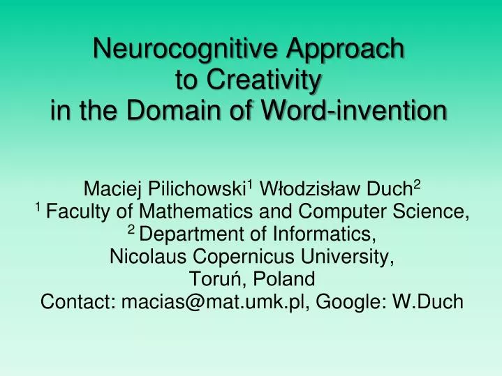 neurocognitive approach to creativity in the domain of word invention