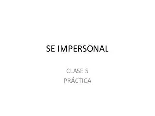 se impersonal