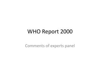 WHO Report 2000