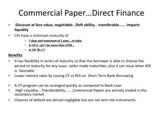 Commercial Paper…Direct Finance