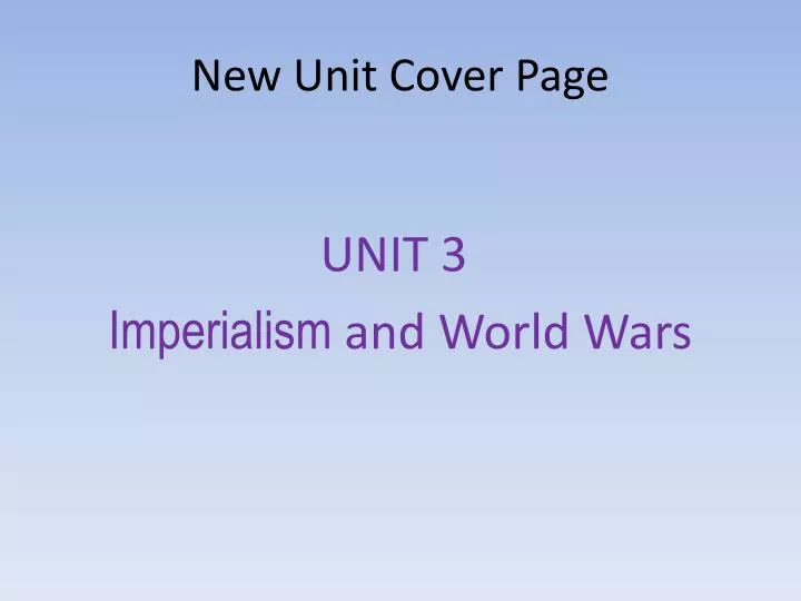 new unit cover page