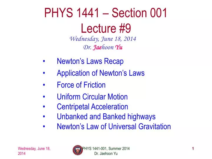 phys 1441 section 001 lecture 9