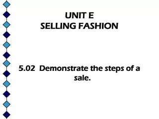 UNIT E SELLING FASHION