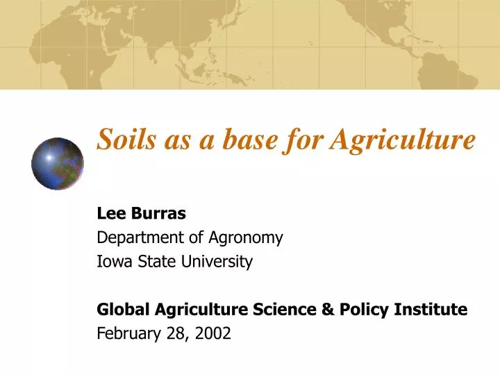 soils as a base for agriculture