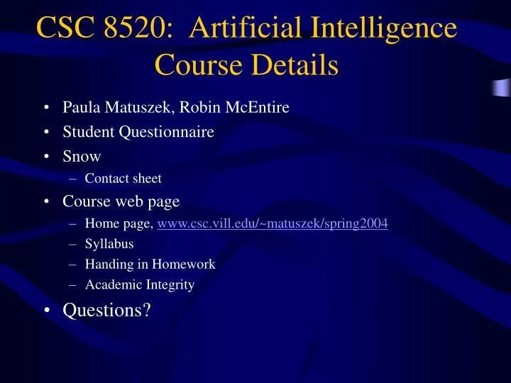 csc 8520 artificial intelligence course details