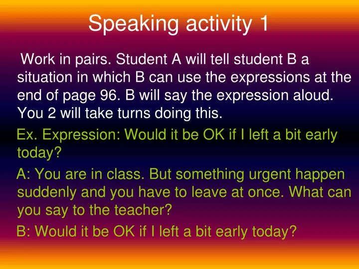 speaking activity 1
