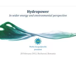 Hydropower In wider energy and environmental perspective
