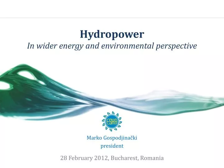 hydropower in wider energy and environmental perspective