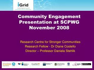 Community Engagement Presentation at SCPWG November 2008