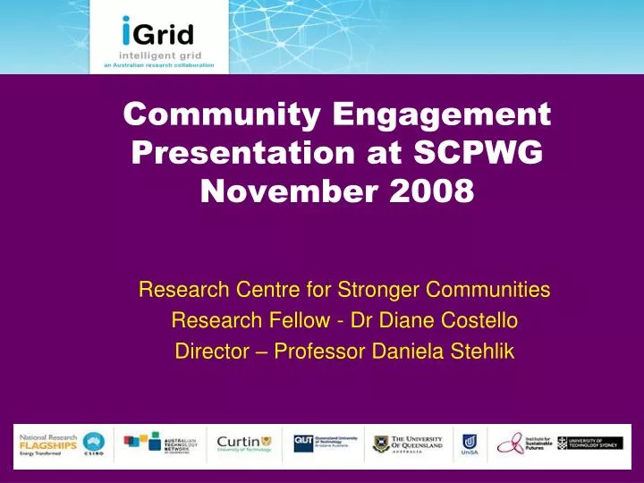 community engagement presentation at scpwg november 2008