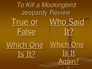 To Kill a Mockingbird Jeopardy Review
