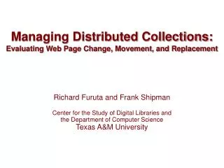 Managing Distributed Collections: Evaluating Web Page Change, Movement, and Replacement