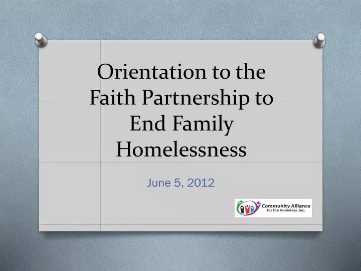 orientation to the faith partnership to end family homelessness