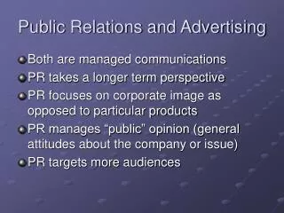 Public Relations and Advertising