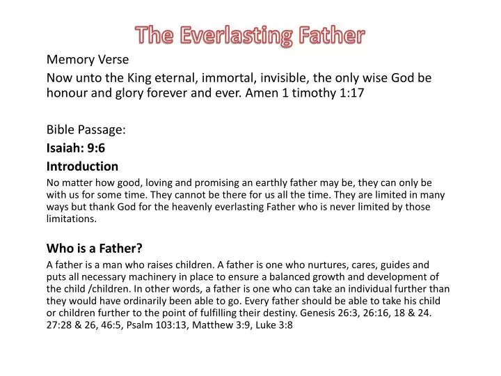 the everlasting father