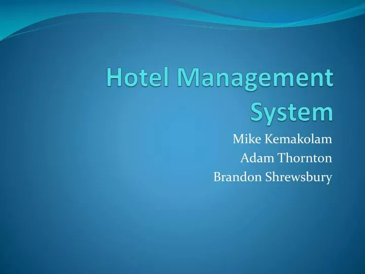 hotel management presentation pdf