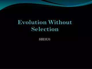 Evolution Without Selection