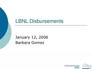 LBNL Disbursements