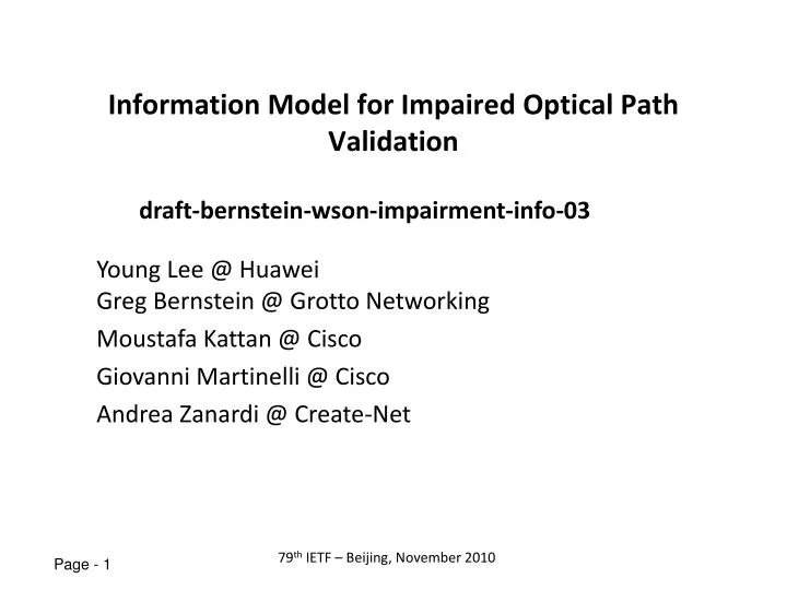 information model for impaired optical path validation