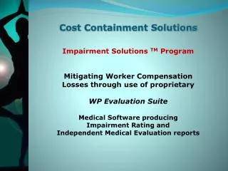 Cost Containment Solutions