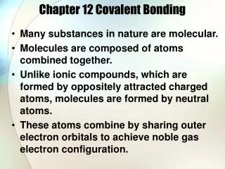 Chapter 12 Covalent Bonding