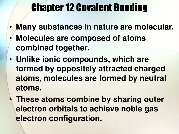 chapter 12 covalent bonding