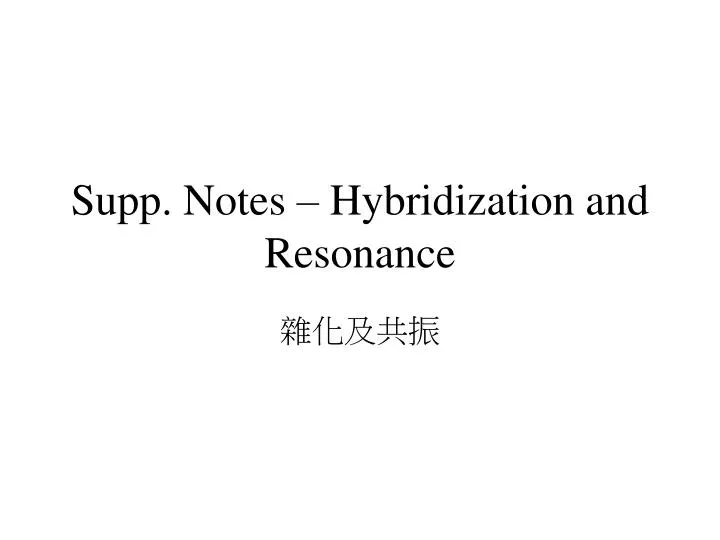supp notes hybridization and resonance