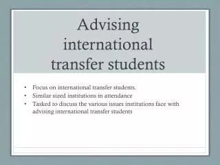 Advising international transfer students