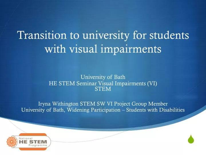 transition to university for students with visual impairments