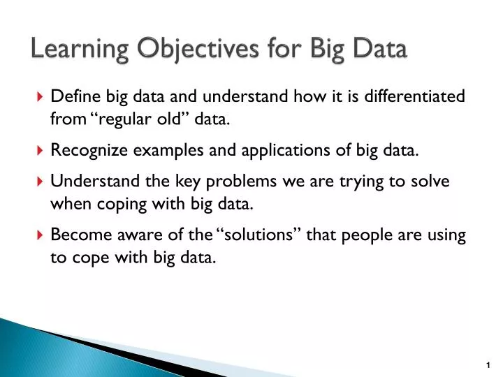 learning objectives for big data