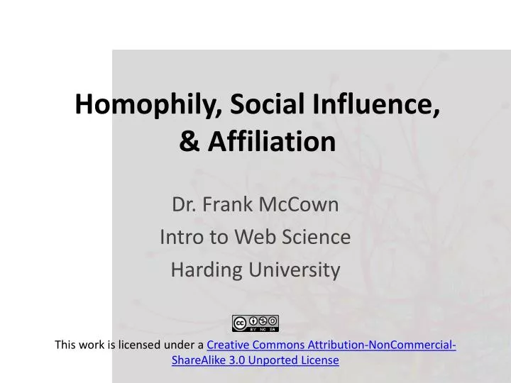 homophily social influence affiliation