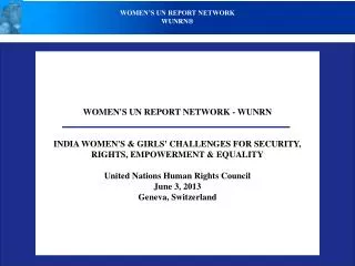 WOMEN'S UN REPORT NETWORK - WUNRN