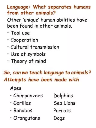 Language: What separates humans from other animals?