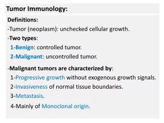Tumor Immunology: