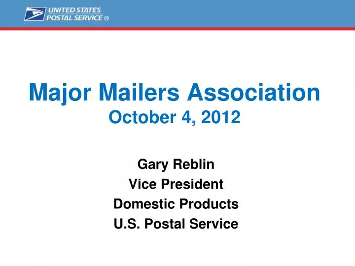 major mailers association october 4 2012